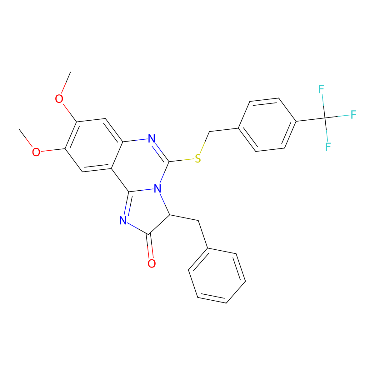 3-benzyl-8,9-dimethoxy-5-{[4-(trifluoromethyl)benzyl]sulfanyl}imidazo[1,2-c]quinazolin-2(3H)-one molecular structure, CAS 477768-51-7