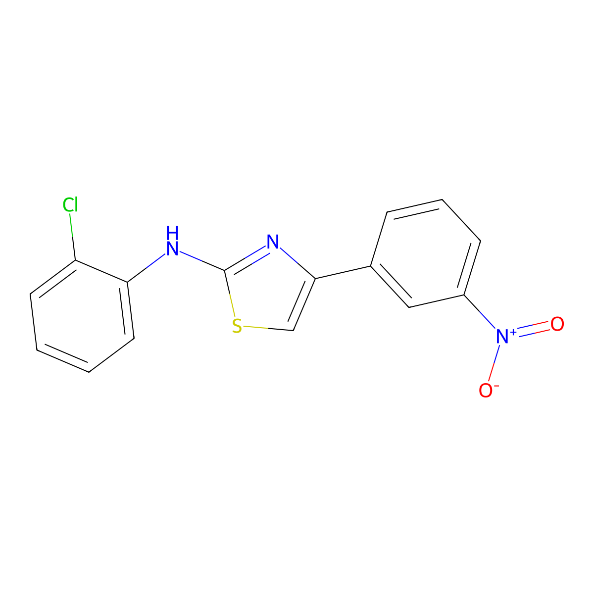 N-(2-chlorophenyl)-4-(3-nitrophenyl)-1,3-thiazol-2-amine molecular structure, CAS 477838-02-1
