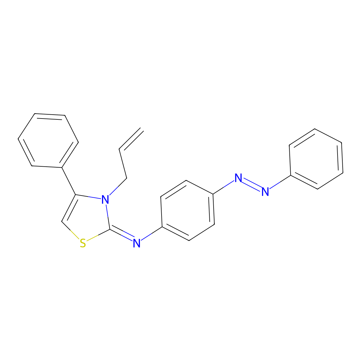 Benzenamine, 4-(2-phenyldiazenyl)-N-[4-phenyl-3-(2-propen-1-yl)-2(3H)-thiazolylidene]- molecular structure, CAS 477838-37-2