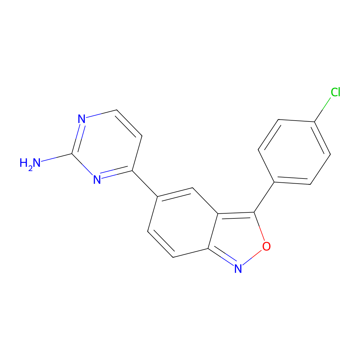 4-[3-(4-Chlorophenyl)-2,1-benzisoxazol-5-yl]pyrimidin-2-amine molecular structure, CAS 477845-12-8