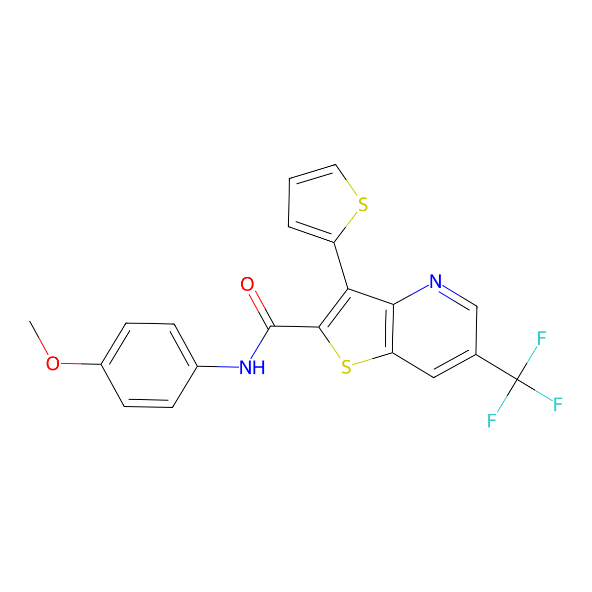 N-(4-methoxyphenyl)-3-(2-thienyl)-6-(trifluoromethyl)thieno[3,2-b]pyridine-2-carboxamide molecular structure, CAS 477845-18-4