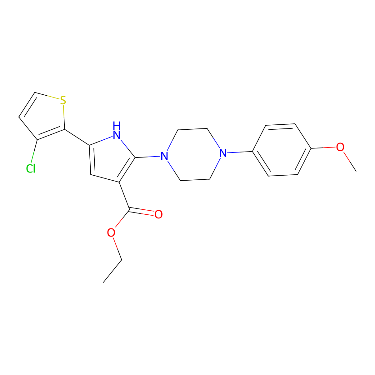 Ethyl 5-(3-chlorothiophen-2-yl)-2-[4-(4-methoxyphenyl)piperazin-1-yl]-1H-pyrrole-3-carboxylate molecular structure, CAS 477845-25-3
