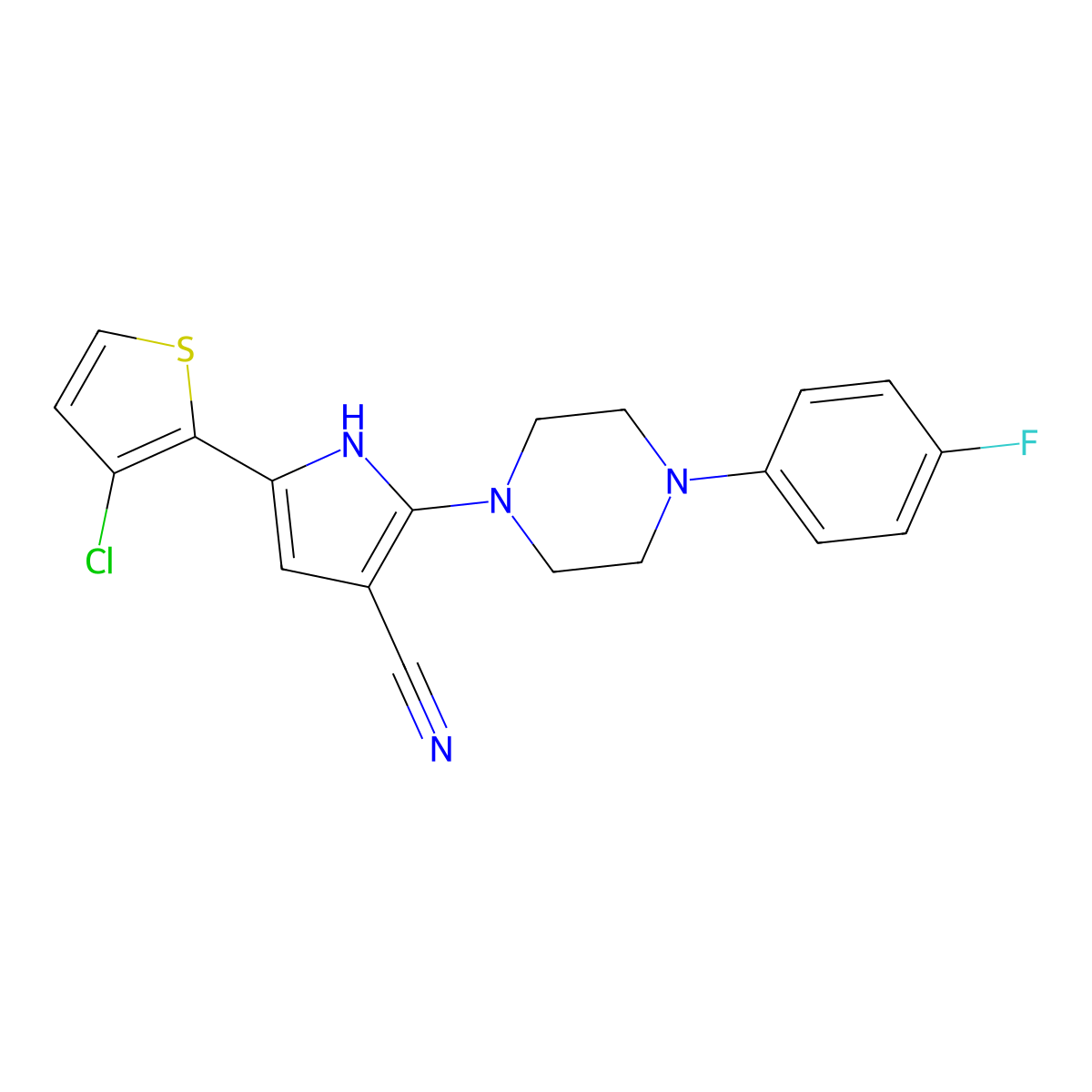 5-(3-chlorothiophen-2-yl)-2-[4-(4-fluorophenyl)piperazin-1-yl]-1H-pyrrole-3-carbonitrile molecular structure, CAS 477845-27-5