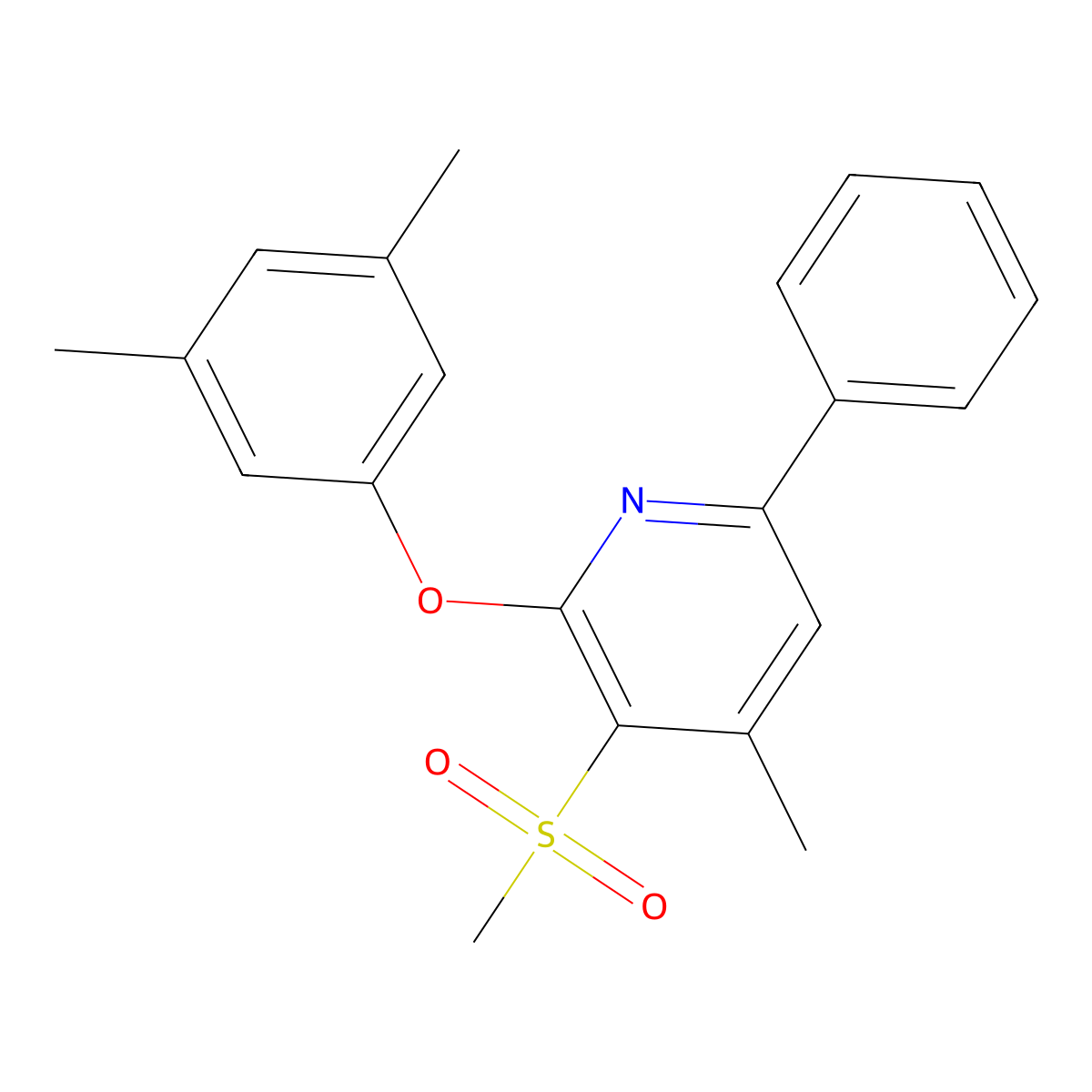 2-(3,5-Dimethylphenoxy)-4-methyl-3-(methylsulfonyl)-6-phenylpyridine molecular structure, CAS 477845-40-2