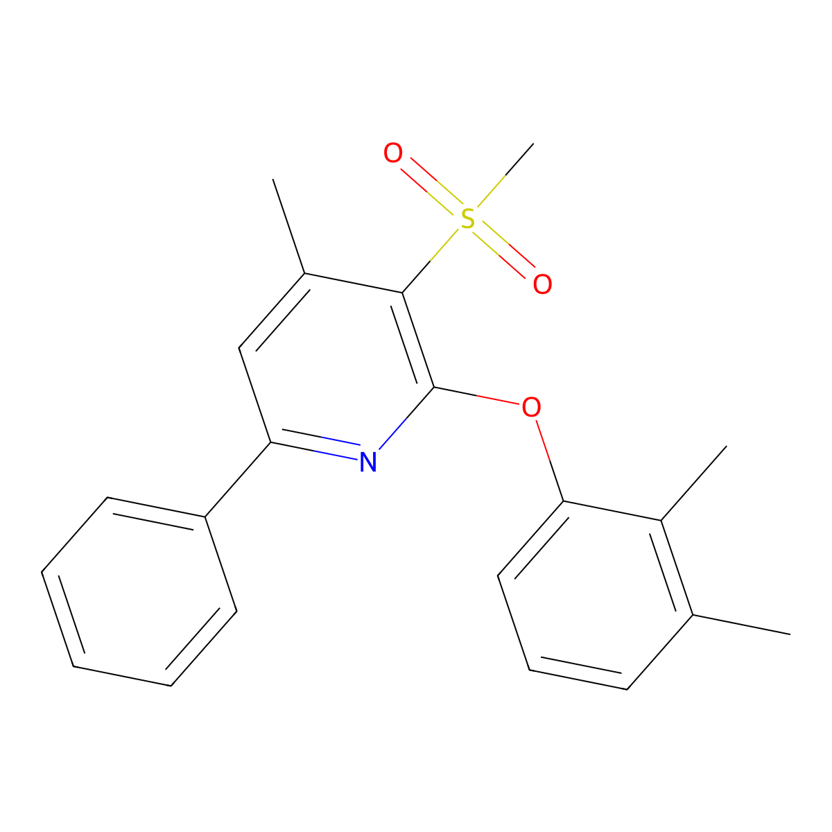 2-(2,3-Dimethylphenoxy)-4-methyl-3-(methylsulfonyl)-6-phenylpyridine molecular structure, CAS 477845-41-3