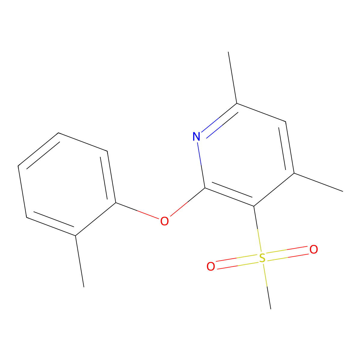 4,6-Dimethyl-2-(2-methylphenoxy)-3-(methylsulfonyl)pyridine molecular structure, CAS 477845-42-4