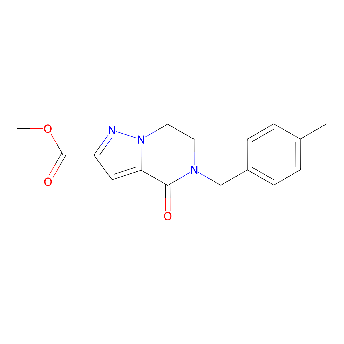 Methyl 5-(4-methylbenzyl)-4-oxo-4,5,6,7-tetrahydropyrazolo[1,5-a]pyrazine-2-carboxylate molecular structure, CAS 477845-43-5
