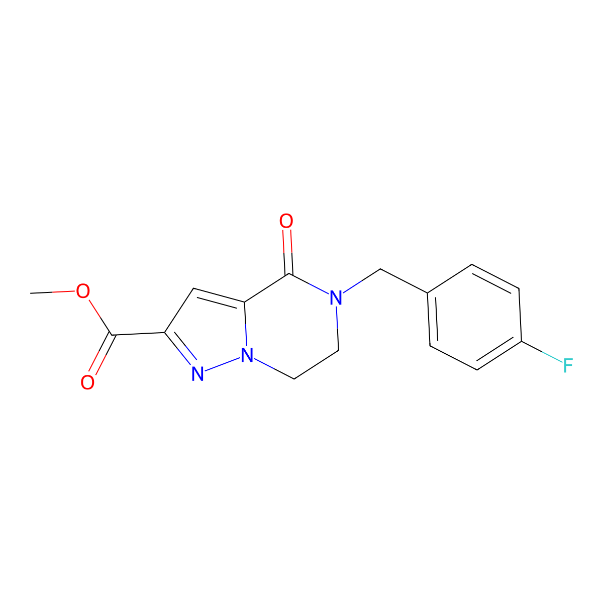 Methyl 5-(4-fluorobenzyl)-4-oxo-4,5,6,7-tetrahydropyrazolo[1,5-a]pyrazine-2-carboxylate molecular structure, CAS 477845-46-8
