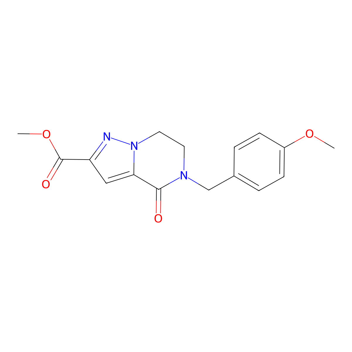 Methyl 5-(4-methoxybenzyl)-4-oxo-4,5,6,7-tetrahydropyrazolo[1,5-a]pyrazine-2-carboxylate molecular structure, CAS 477845-47-9