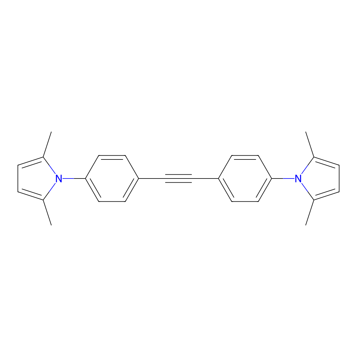 1-(4-{2-[4-(2,5-dimethyl-1H-pyrrol-1-yl)phenyl]ethynyl}phenyl)-2,5-dimethyl-1H-pyrrole molecular structure, CAS 477845-53-7