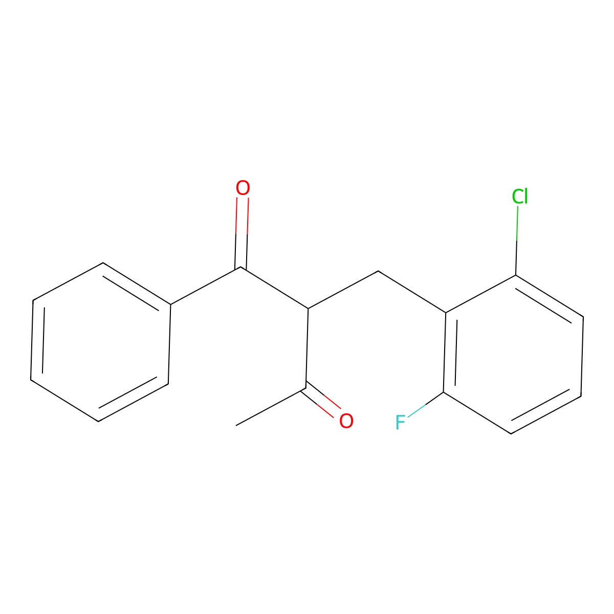 2-(2-Chloro-6-fluorobenzyl)-1-phenyl-1,3-butanedione molecular structure, CAS 477845-55-9