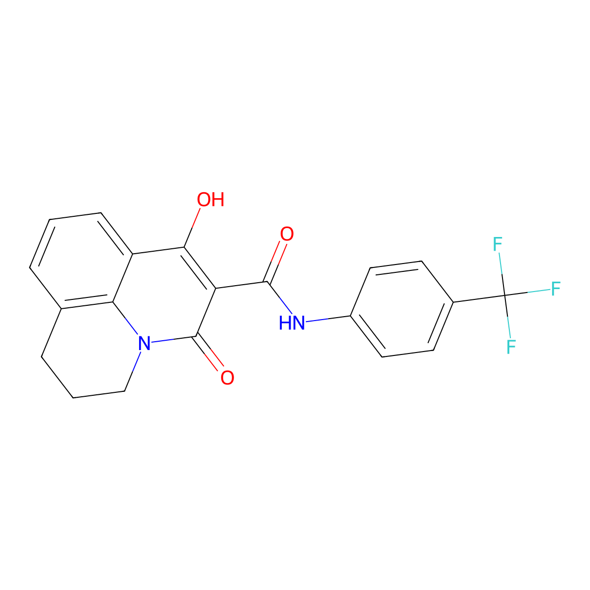 7-hydroxy-5-oxo-N-[4-(trifluoromethyl)phenyl]-2,3-dihydro-1H,5H-pyrido[3,2,1-ij]quinoline-6-carboxamide molecular structure, CAS 477845-61-7