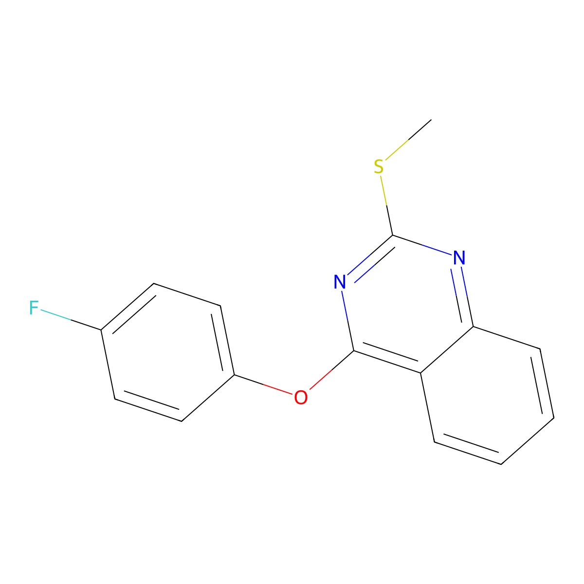 4-(4-Fluorophenoxy)-2-(methylsulfanyl)quinazoline molecular structure, CAS 477845-78-6