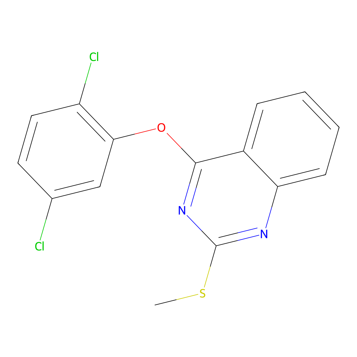4-(2,5-Dichlorophenoxy)-2-(methylsulfanyl)quinazoline molecular structure, CAS 477845-81-1