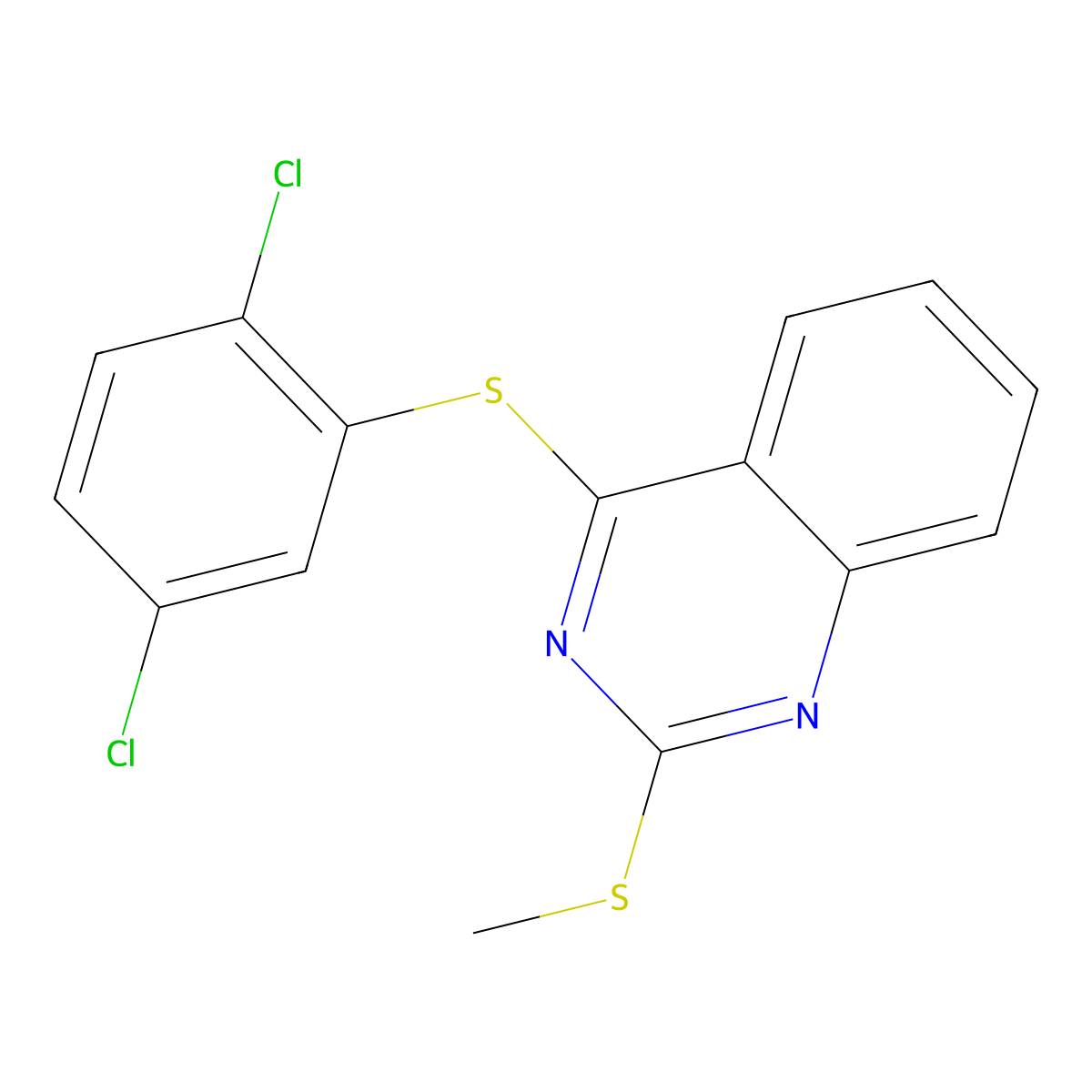 4-[(2,5-Dichlorophenyl)sulfanyl]-2-(methylsulfanyl)quinazoline molecular structure, CAS 477845-85-5
