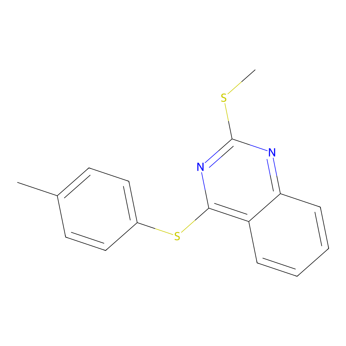 Methyl 4-[(4-methylphenyl)sulfanyl]-2-quinazolinyl sulfide molecular structure, CAS 477845-87-7