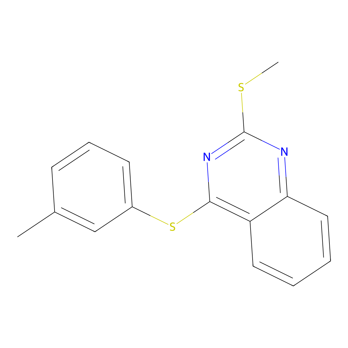 Methyl 4-[(3-methylphenyl)sulfanyl]-2-quinazolinyl sulfide molecular structure, CAS 477845-91-3