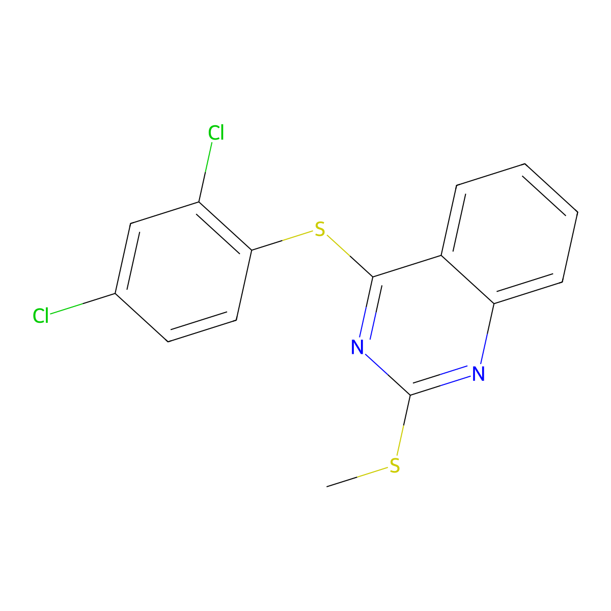 4-[(2,4-Dichlorophenyl)sulfanyl]-2-(methylsulfanyl)quinazoline molecular structure, CAS 477845-92-4