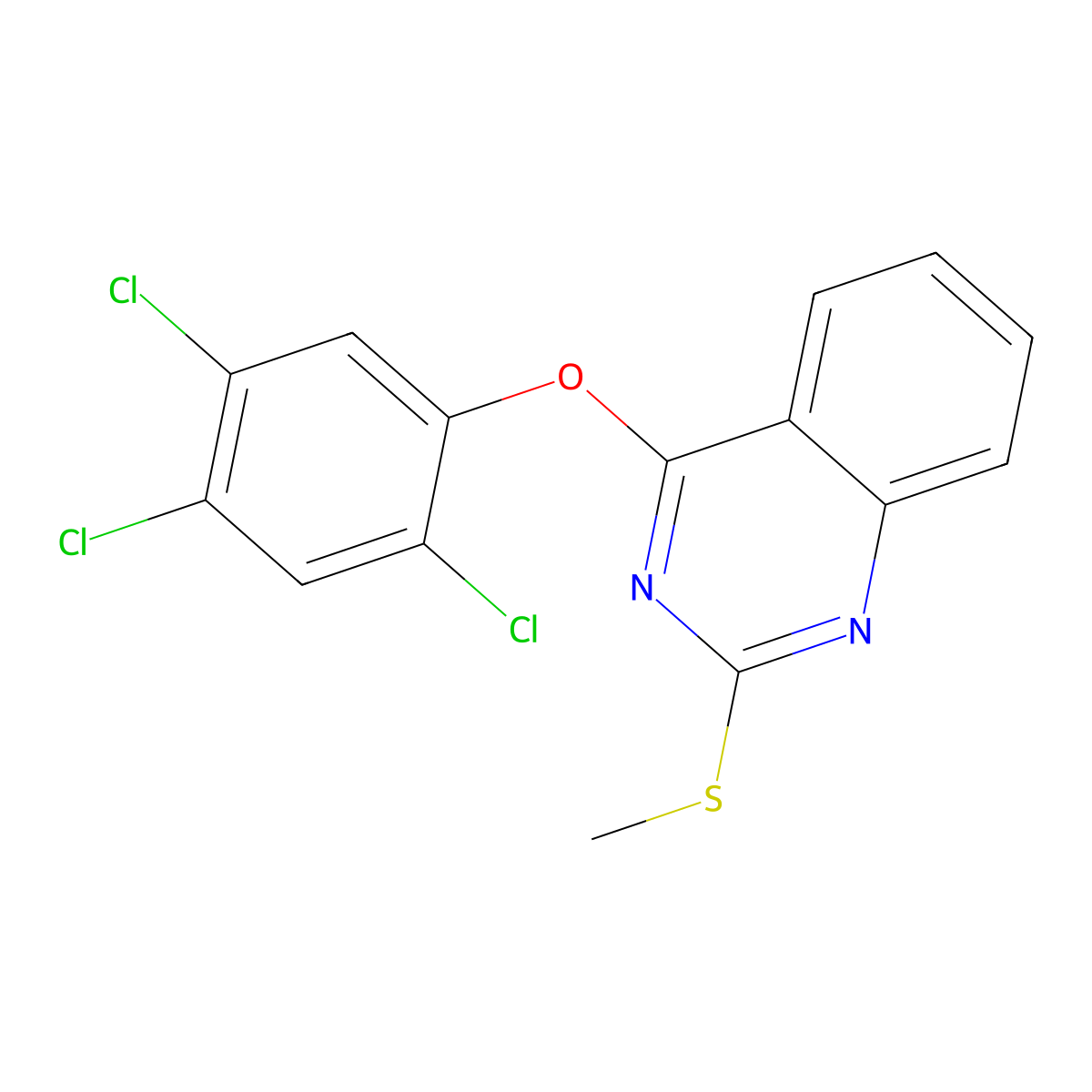 2-(Methylsulfanyl)-4-(2,4,5-trichlorophenoxy)quinazoline molecular structure, CAS 477845-94-6