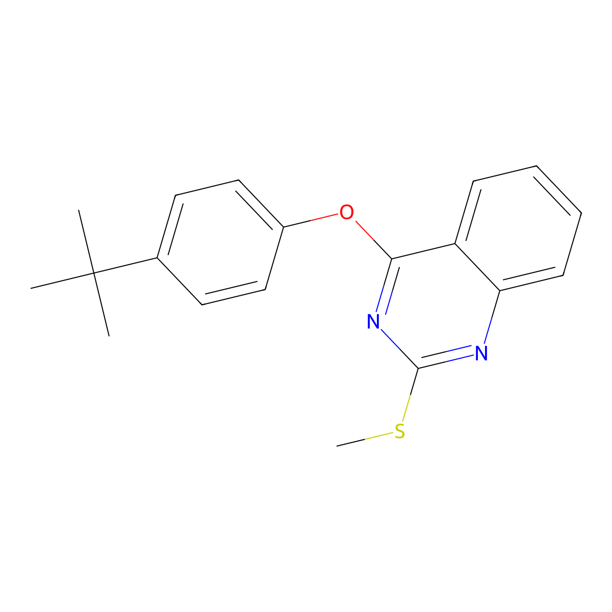 4-(Tert-butyl)phenyl 2-(methylsulfanyl)-4-quinazolinyl ether molecular structure, CAS 477845-95-7