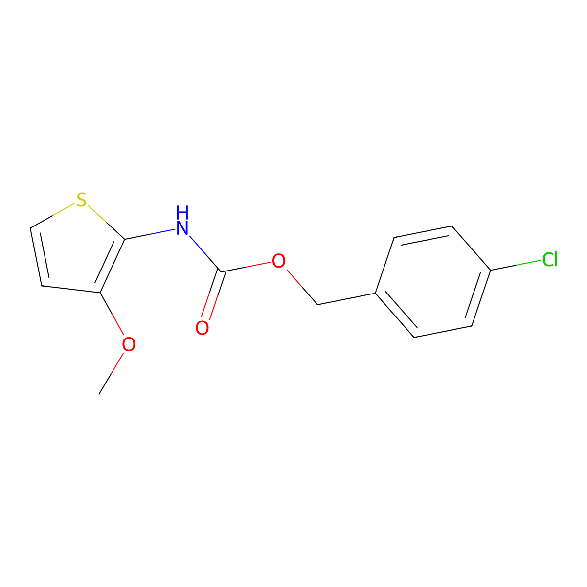 4-chlorobenzyl N-(3-methoxy-2-thienyl)carbamate molecular structure, CAS 477845-97-9