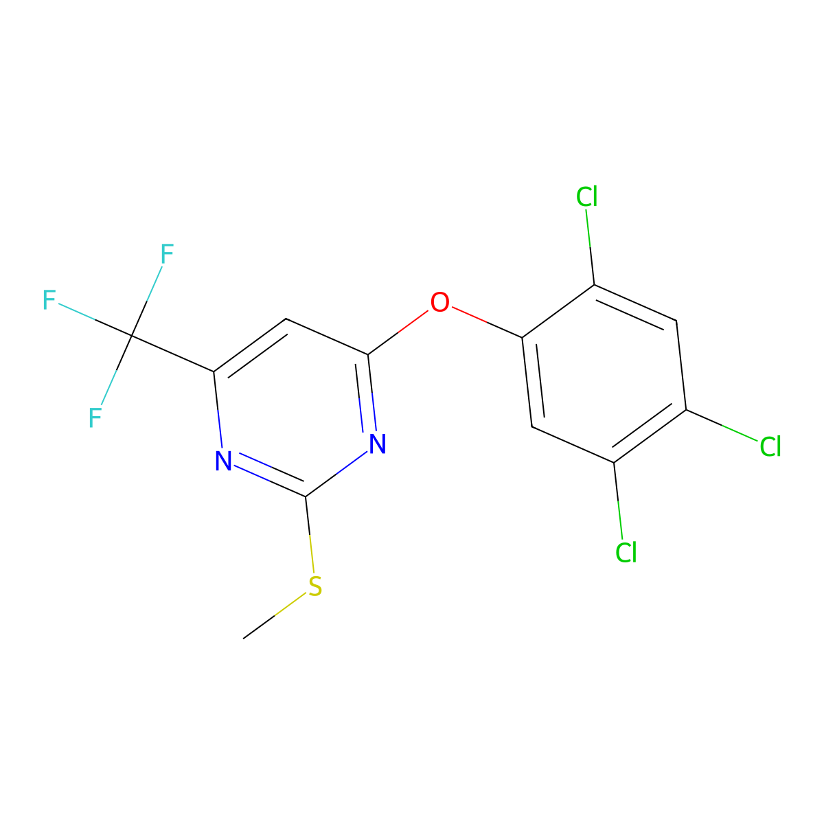 2-(Methylsulfanyl)-4-(2,4,5-trichlorophenoxy)-6-(trifluoromethyl)pyrimidine molecular structure, CAS 477845-99-1