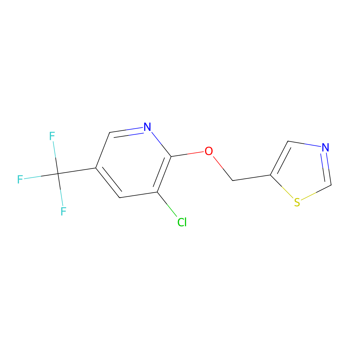 3-Chloro-2-(1,3-thiazol-5-ylmethoxy)-5-(trifluoromethyl)pyridine molecular structure, CAS 477846-05-2