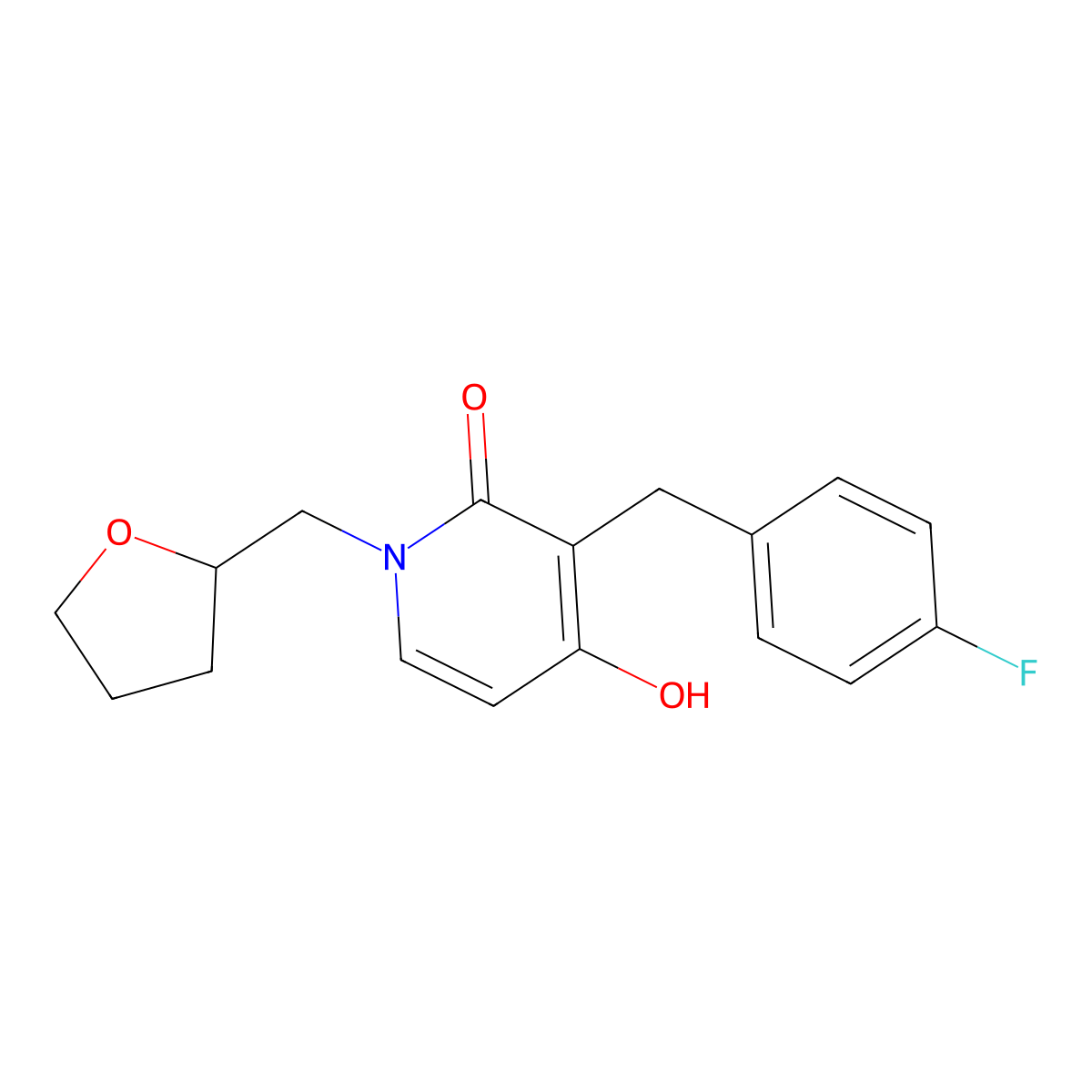 3-(4-fluorobenzyl)-4-hydroxy-1-(tetrahydro-2-furanylmethyl)-2(1H)-pyridinone molecular structure, CAS 477846-10-9