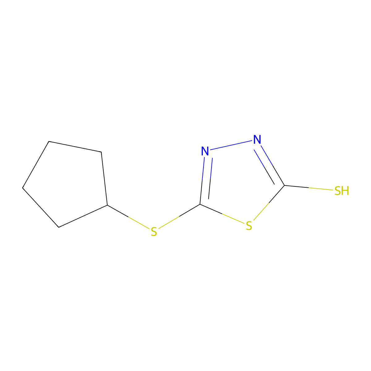 5-(Cyclopentylsulfanyl)-1,3,4-thiadiazol-2-ylhydrosulfide molecular structure, CAS 477846-14-3
