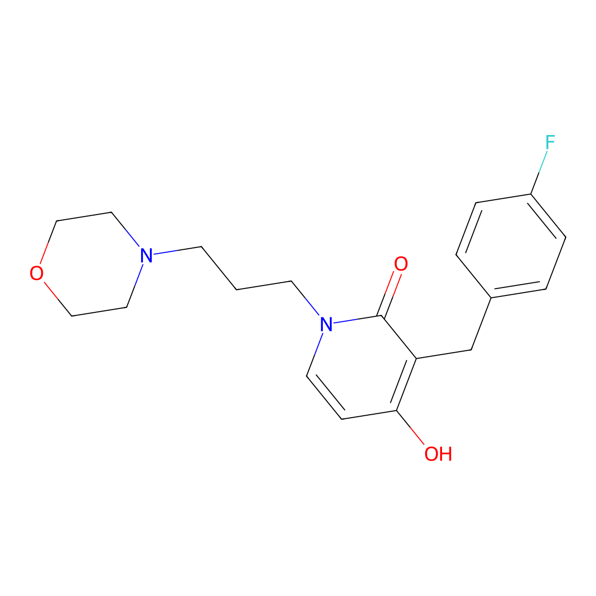 3-(4-fluorobenzyl)-4-hydroxy-1-(3-morpholinopropyl)-2(1H)-pyridinone molecular structure, CAS 477846-16-5