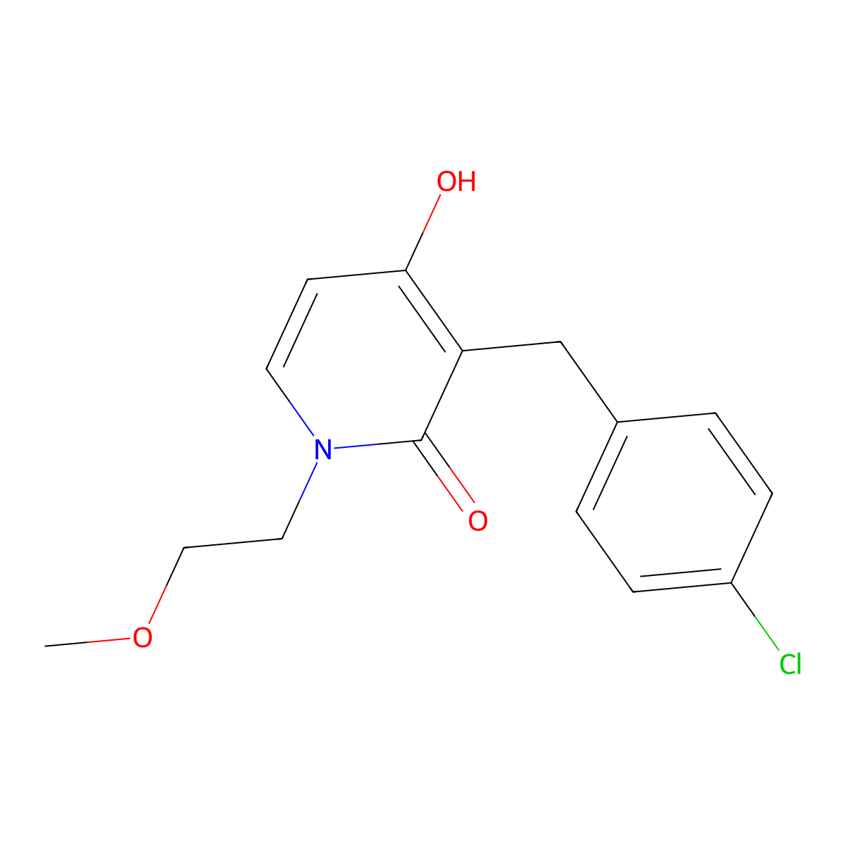 3-(4-chlorobenzyl)-4-hydroxy-1-(2-methoxyethyl)-2(1H)-pyridinone molecular structure, CAS 477846-43-8