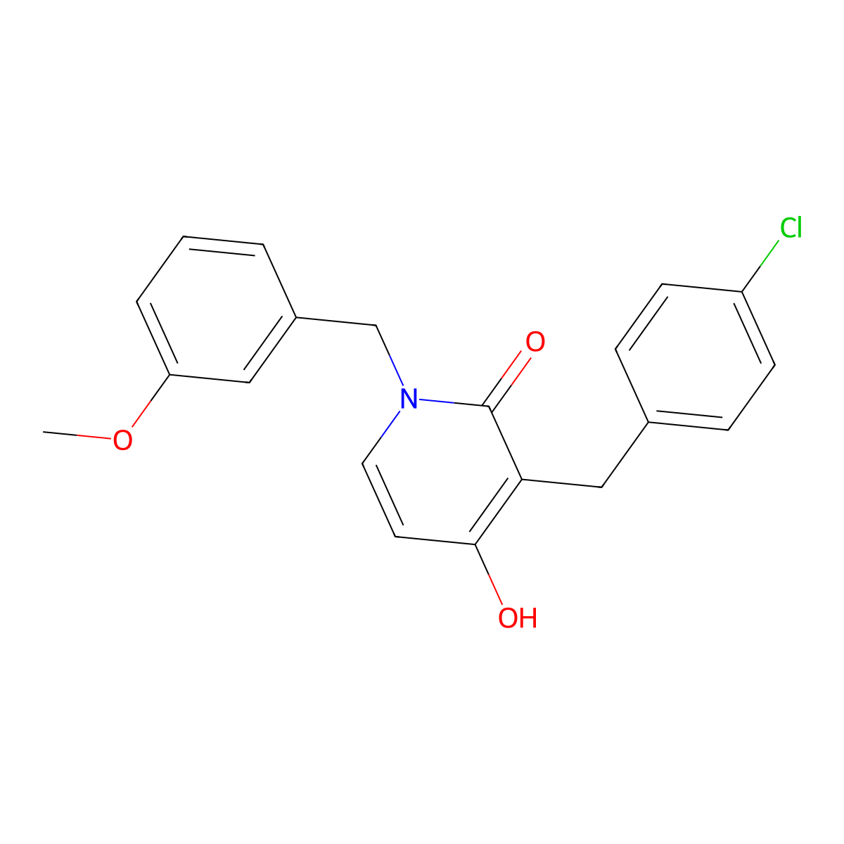 3-(4-chlorobenzyl)-4-hydroxy-1-(3-methoxybenzyl)-2(1H)-pyridinone molecular structure, CAS 477846-44-9
