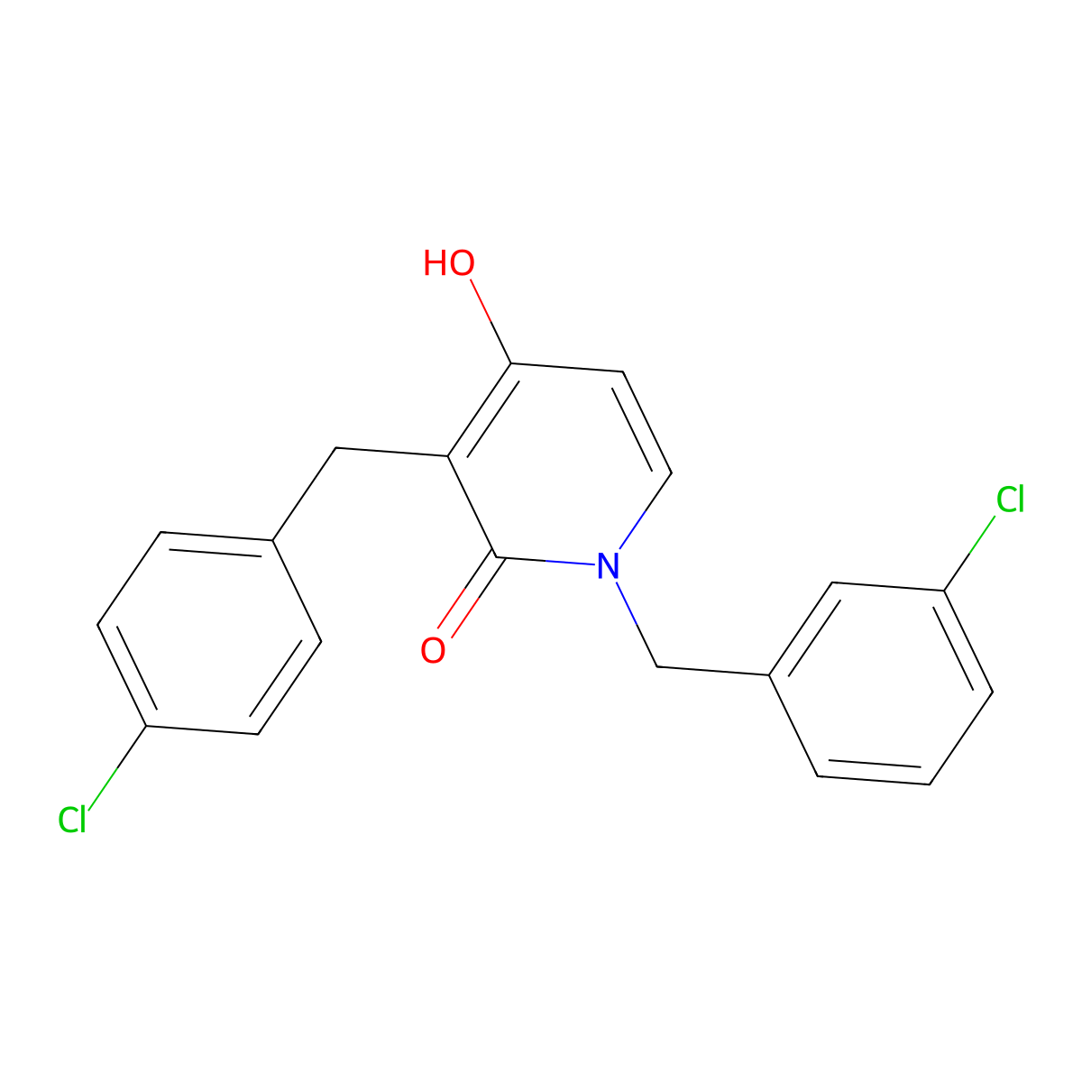 1-(3-chlorobenzyl)-3-(4-chlorobenzyl)-4-hydroxy-2(1H)-pyridinone molecular structure, CAS 477846-46-1