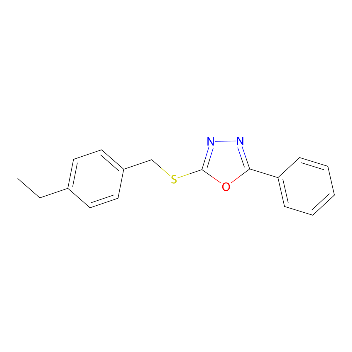 2-[(4-Ethylbenzyl)sulfanyl]-5-phenyl-1,3,4-oxadiazole molecular structure, CAS 477846-57-4