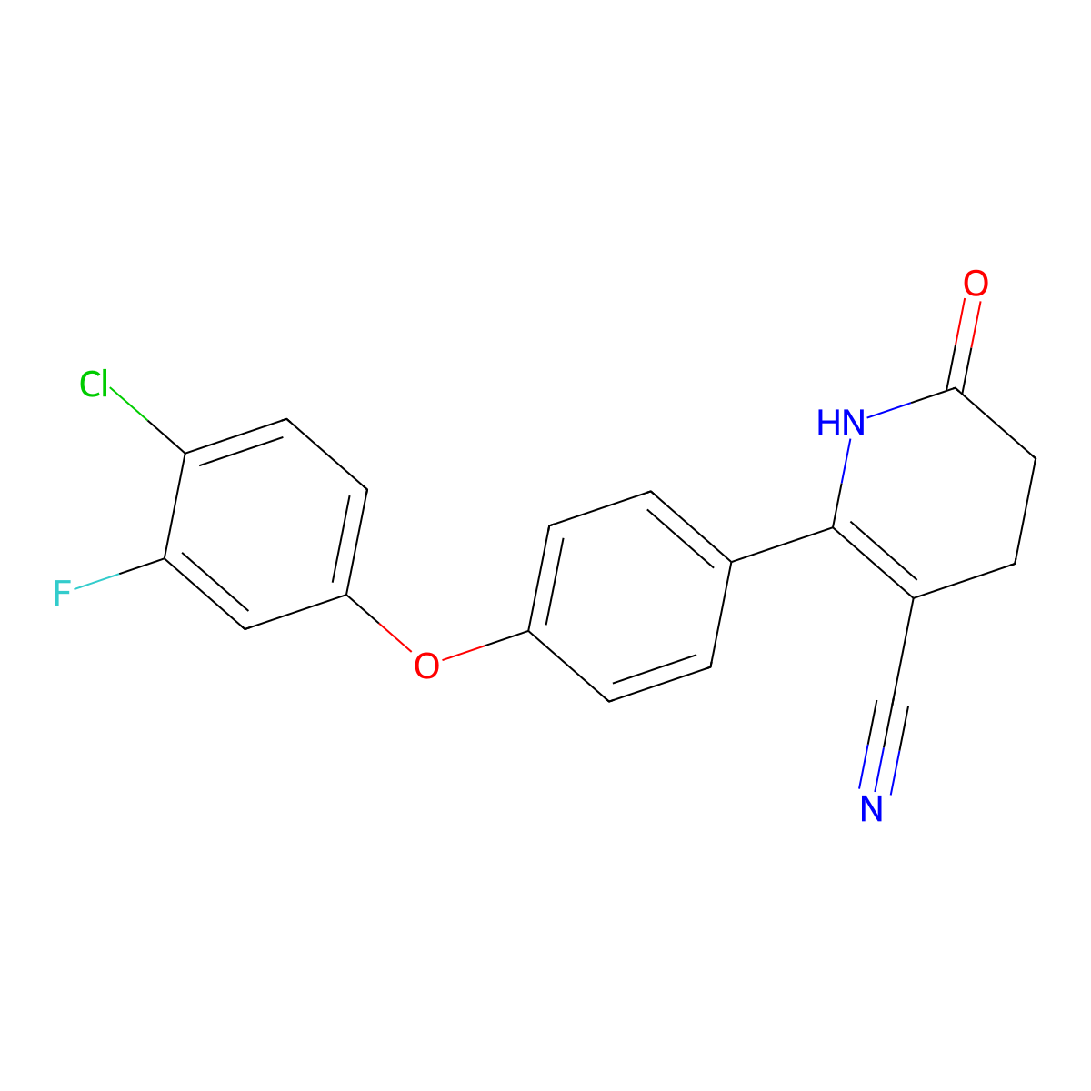 2-[4-(4-Chloro-3-fluorophenoxy)phenyl]-6-oxo-1,4,5,6-tetrahydro-3-pyridinecarbonitrile molecular structure, CAS 477846-59-6