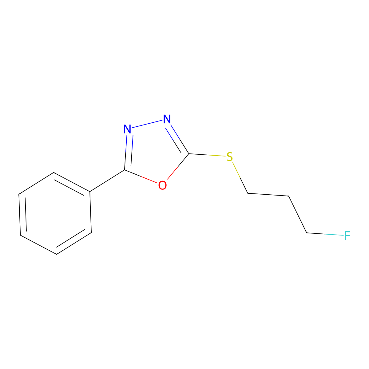2-[(3-Fluoropropyl)sulfanyl]-5-phenyl-1,3,4-oxadiazole molecular structure, CAS 477846-62-1