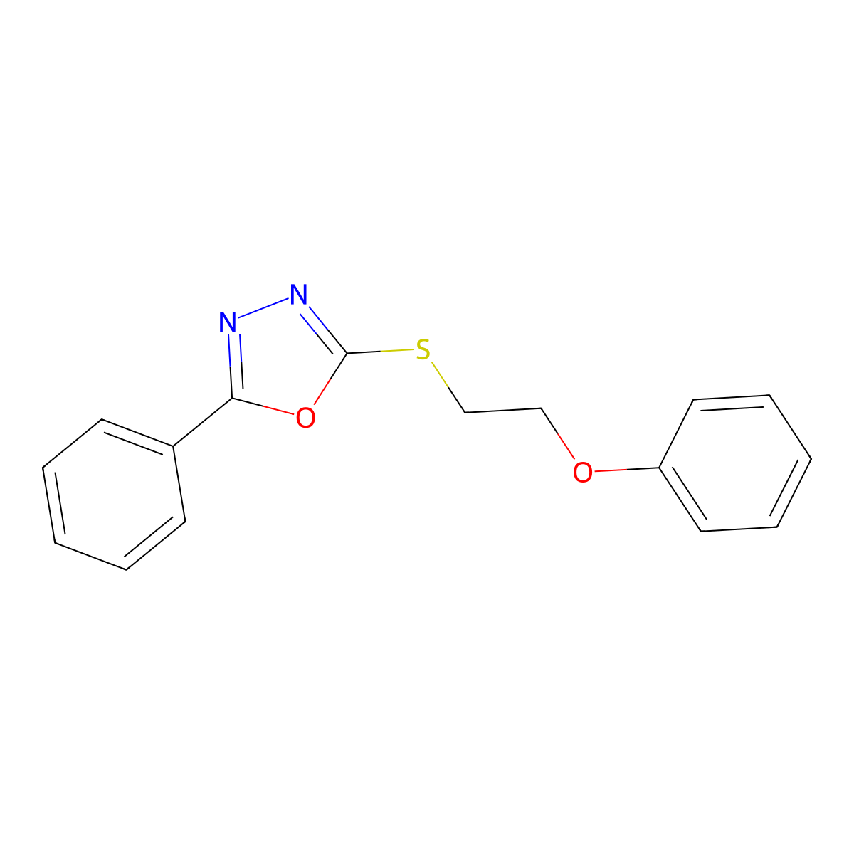 2-(2-Phenoxyethylsulfanyl)-5-phenyl-1,3,4-oxadiazole molecular structure, CAS 477846-67-6