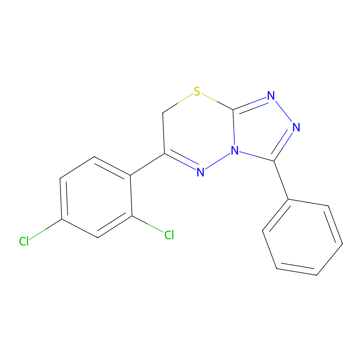 6-(2,4-dichlorophenyl)-3-phenyl-7H-[1,2,4]triazolo[3,4-b][1,3,4]thiadiazine molecular structure, CAS 477846-69-8