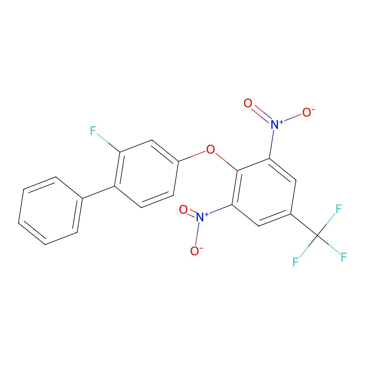 4-[2,6-Dinitro-4-(trifluoromethyl)phenoxy]-2-fluoro-1,1'-biphenyl molecular structure, CAS 477846-70-1