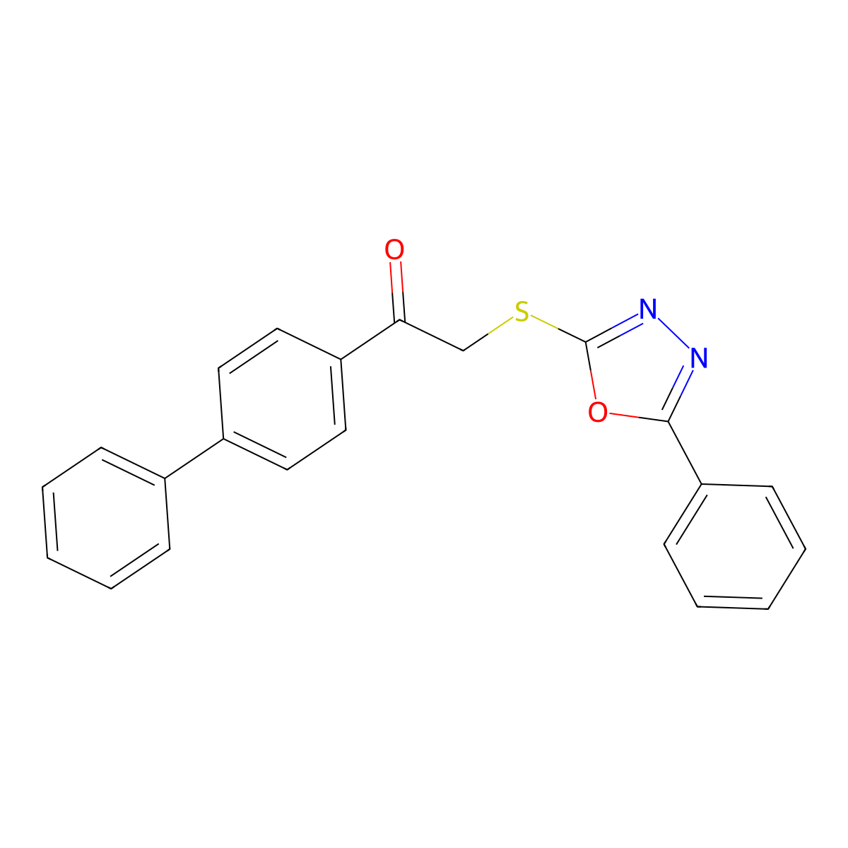 1-[1,1'-Biphenyl]-4-yl-2-[(5-phenyl-1,3,4-oxadiazol-2-yl)sulfanyl]-1-ethanone molecular structure, CAS 477846-71-2