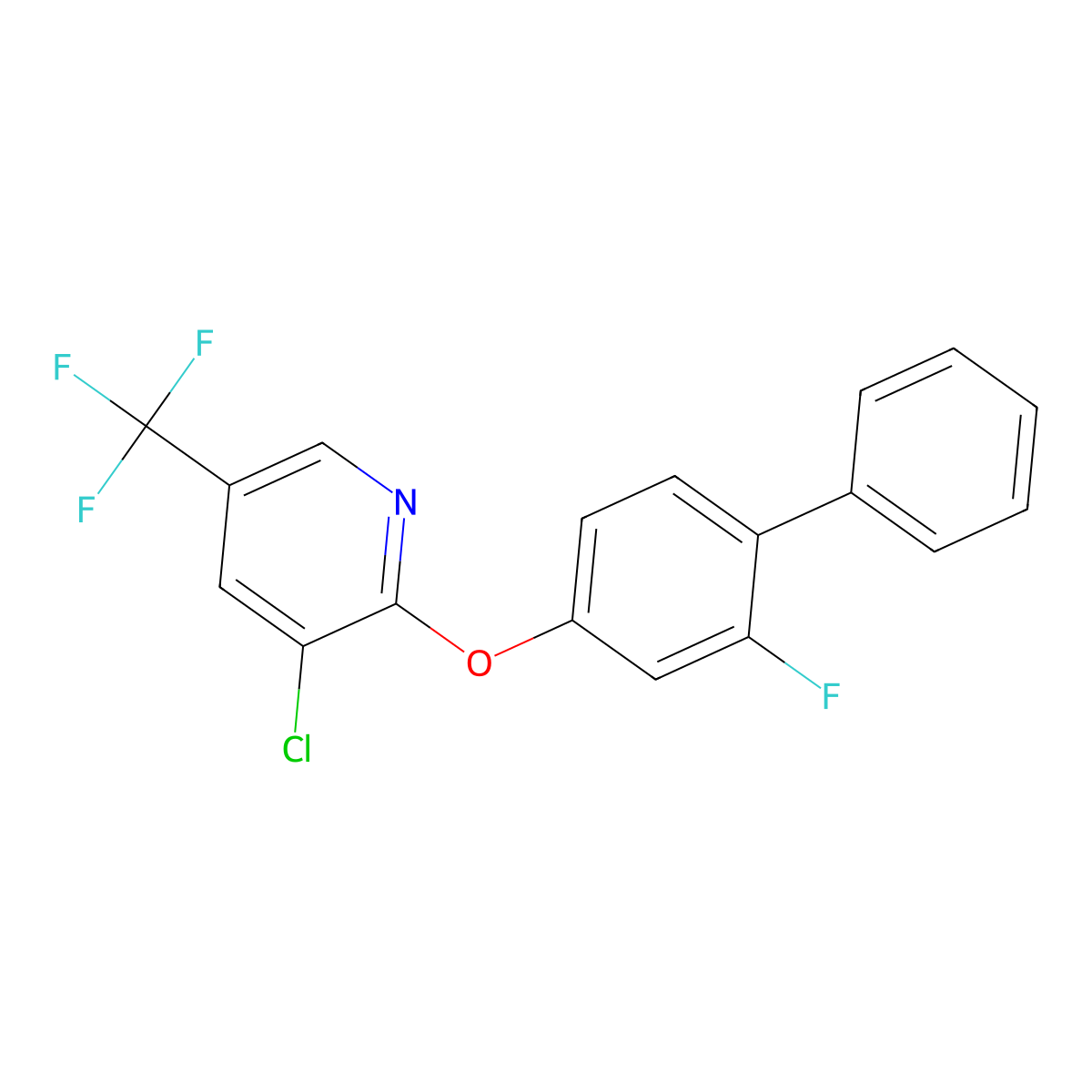 3-Chloro-2-[(2-fluoro[1,1'-biphenyl]-4-yl)oxy]-5-(trifluoromethyl)pyridine molecular structure, CAS 477846-74-5