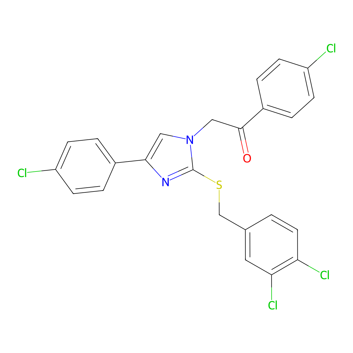 1-(4-Chlorophenyl)-2-[4-(4-chlorophenyl)-2-[(3,4-dichlorophenyl)methylsulfanyl]imidazol-1-yl]ethanone molecular structure, CAS 477846-78-9