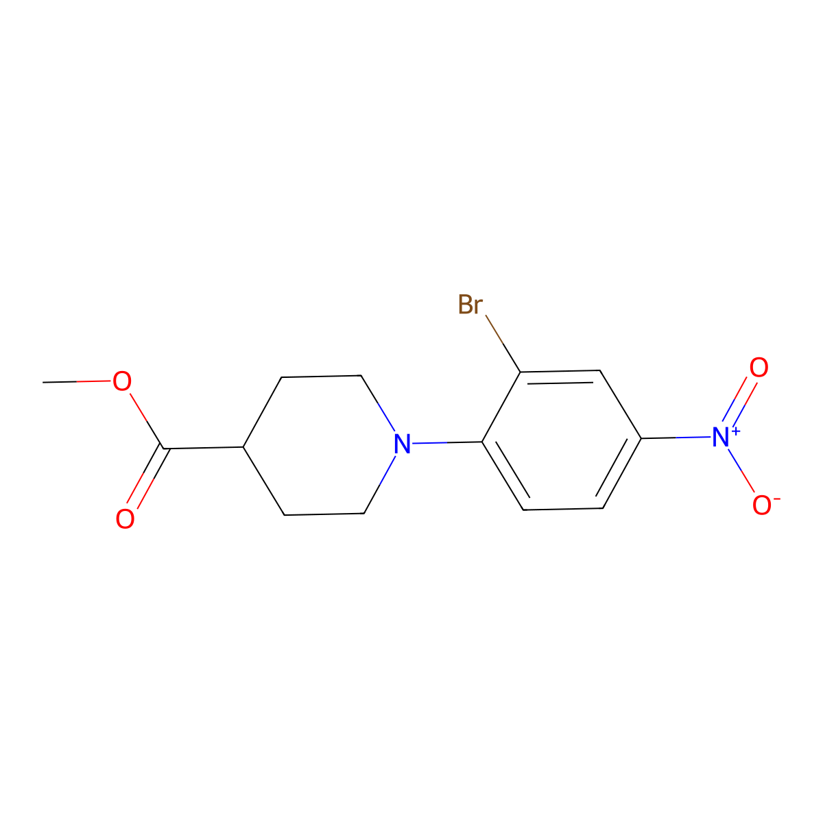Methyl 1-(2-bromo-4-nitrophenyl)piperidine-4-carboxylate molecular structure, CAS 477846-84-7