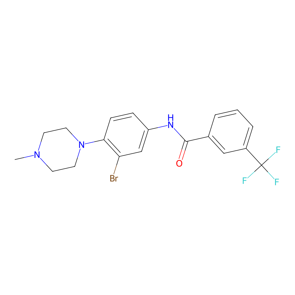 N-[3-bromo-4-(4-methylpiperazin-1-yl)phenyl]-3-(trifluoromethyl)benzamide molecular structure, CAS 477846-86-9