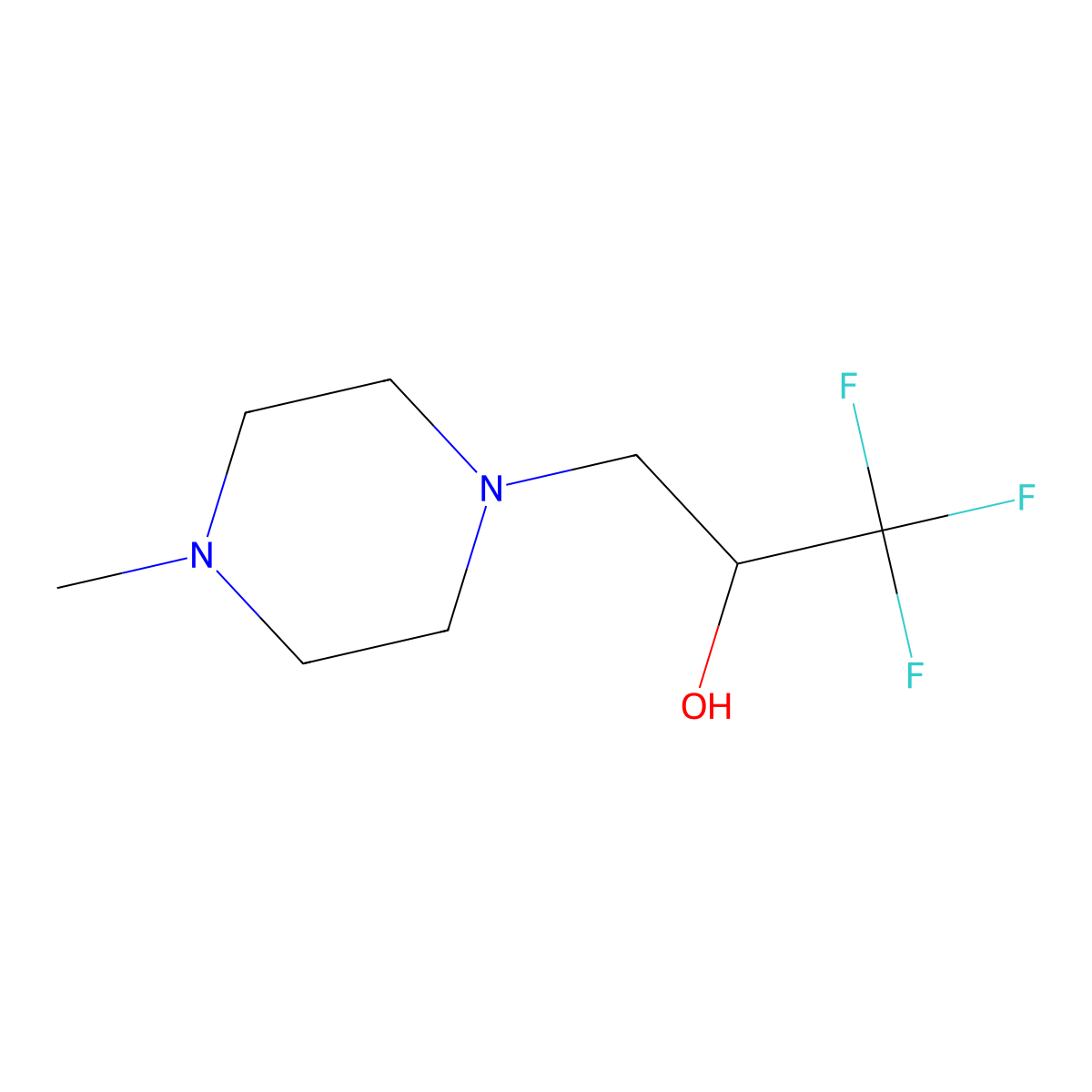 1,1,1-Trifluoro-3-(4-methylpiperazin-1-yl)propan-2-ol molecular structure, CAS 477847-10-2