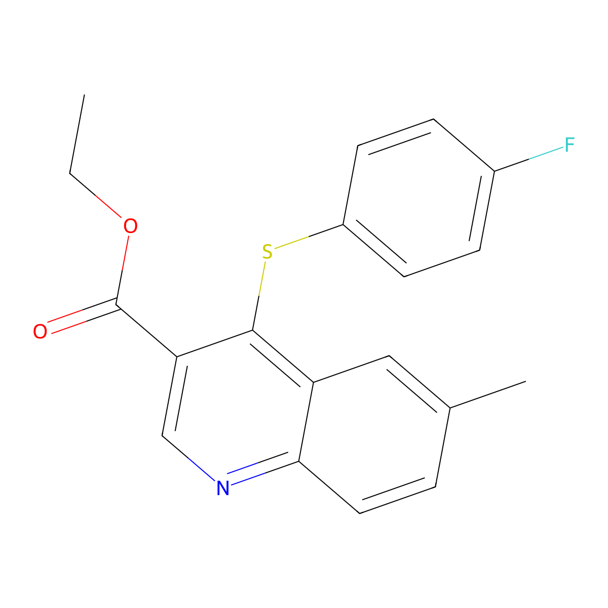 Ethyl 4-[(4-fluorophenyl)sulfanyl]-6-methyl-3-quinolinecarboxylate molecular structure, CAS 477847-13-5
