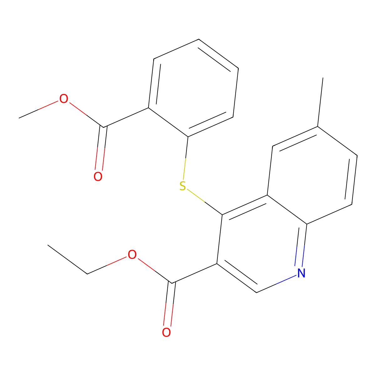 Ethyl 4-{[2-(methoxycarbonyl)phenyl]sulfanyl}-6-methyl-3-quinolinecarboxylate molecular structure, CAS 477847-14-6
