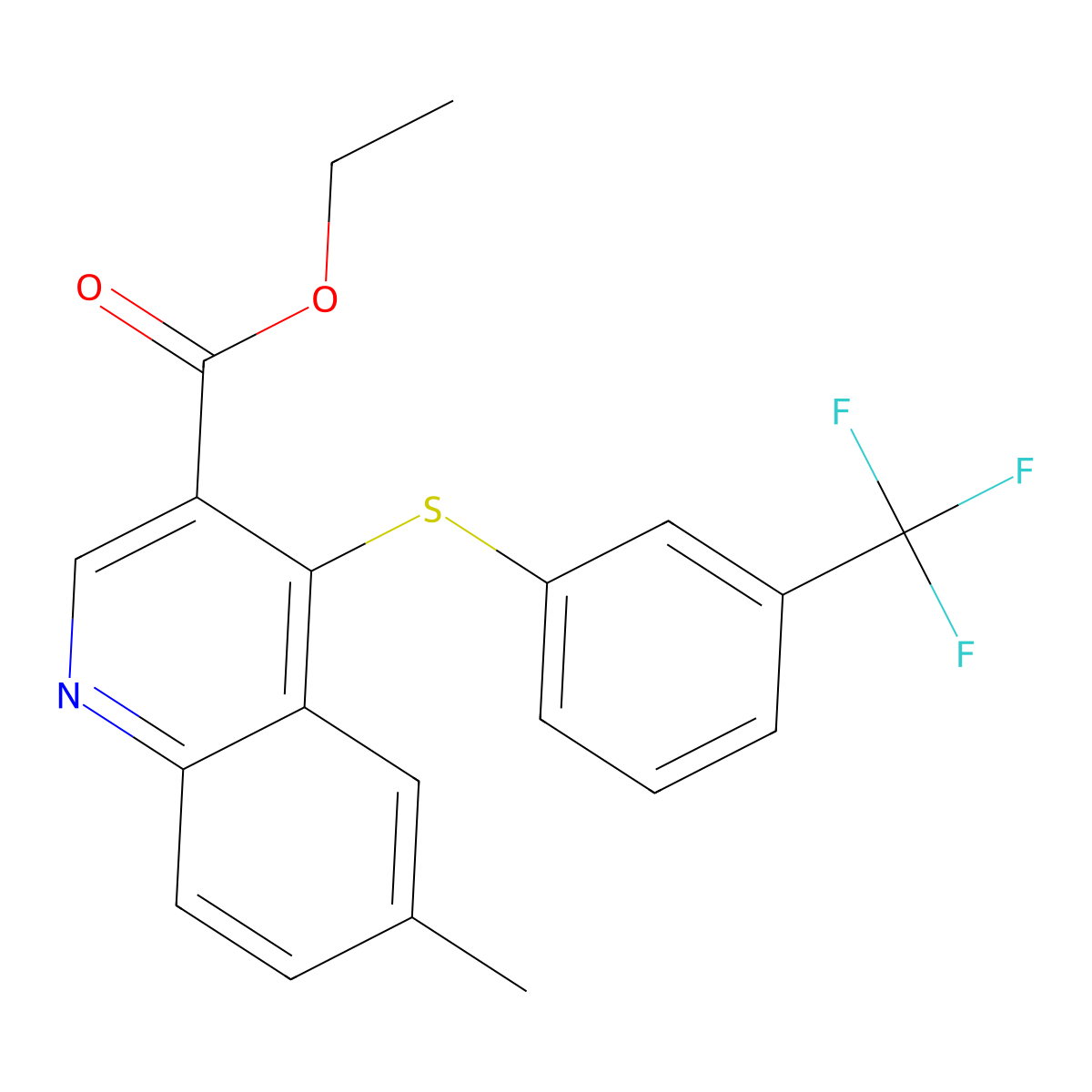 Ethyl 6-methyl-4-{[3-(trifluoromethyl)phenyl]sulfanyl}-3-quinolinecarboxylate molecular structure, CAS 477847-15-7