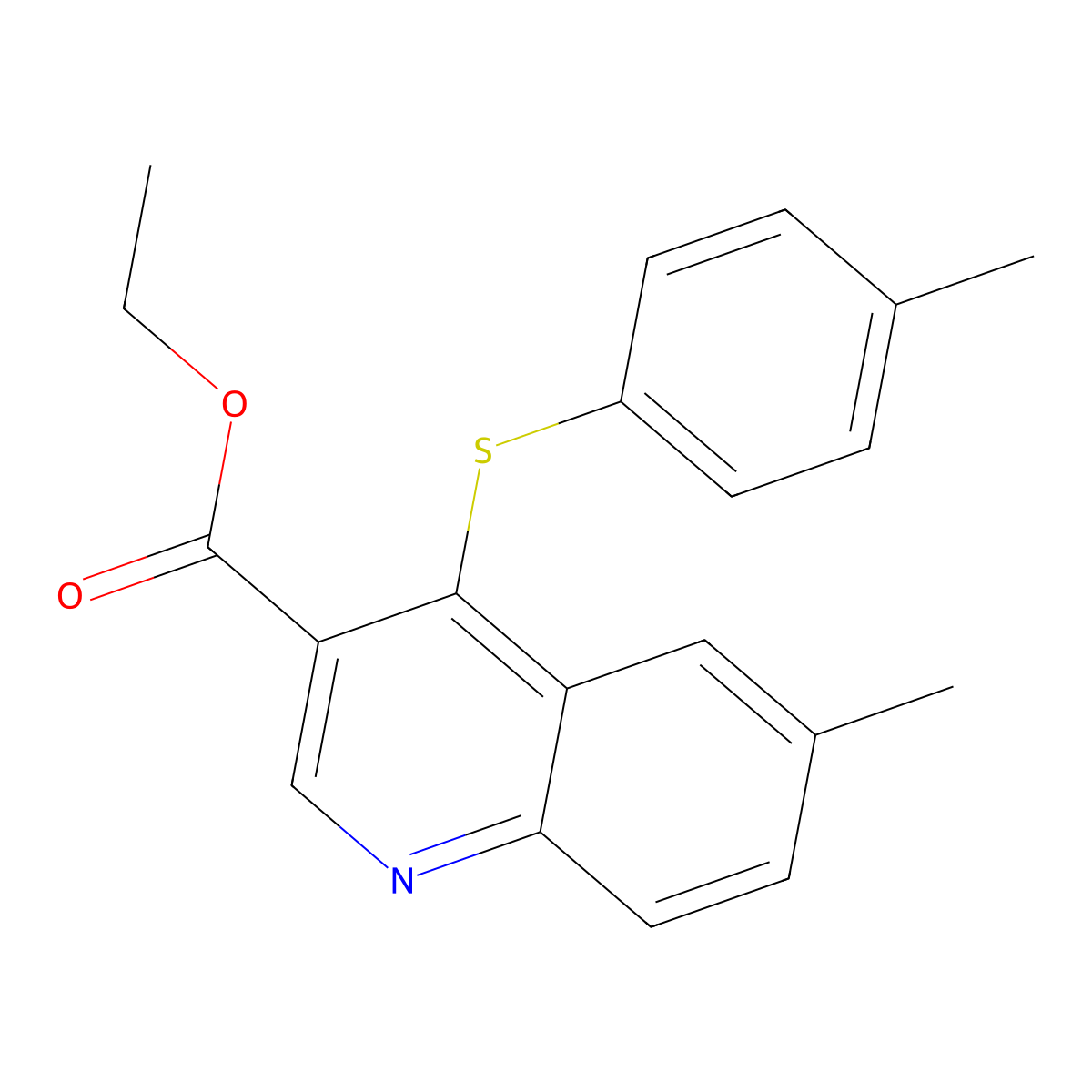 Ethyl 6-methyl-4-[(4-methylphenyl)sulfanyl]-3-quinolinecarboxylate molecular structure, CAS 477847-16-8