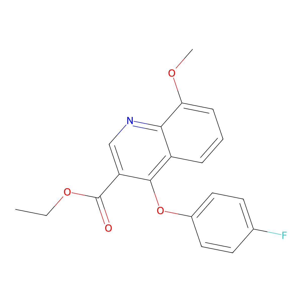 Ethyl 4-(4-fluorophenoxy)-8-methoxyquinoline-3-carboxylate molecular structure, CAS 477847-19-1